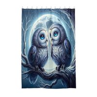 ODAWA Fabric Shower Curtain for Bathroom Long Cute Owl Print Moon Boho Lightweight Home Decor Bath T