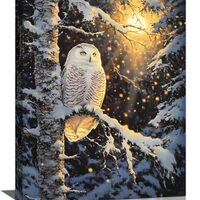 Owl Wall Art, Winter Snow Owl Pictures Wall Decor, Forest Animal Canvas Prints Painting, Framed Artw