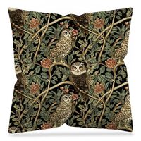 DAYOUER Vintage Dark Floral Owl Pillow Covers 18x18 Double-Sided, Cottagecore Room Home Decor, Art N