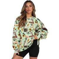 Irisjudy Owl Books Print Sweatshirts for Women Smart Owl Crewneck Sweatshirt, Book Lover Fall Sweate