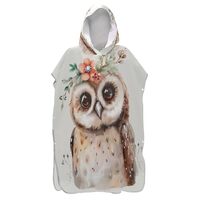 Cute Owl Floral Quick Dry Surf Poncho Changing Robe with Hood Soft Lightweight Beach Bath Towel Ponc