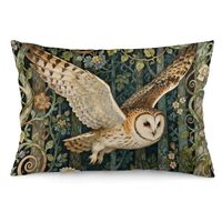 Car Throw Pillow Cases 12" x 20", Personalized William Morris Art Forest Flowers and Owls 