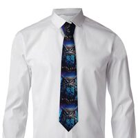 FodPand Classic Men's Silk Tie Blue Owl Necktie Skinny Neck Ties Formal Neckties for Wedding/Bu