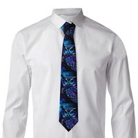FodPand Classic Men's Silk Tie Blue Owl Necktie Skinny Neck Ties Formal Neckties for Wedding/Bu
