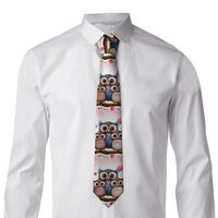FodPand Classic Men's Silk Tie Cute Owls Necktie Skinny Neck Ties Formal Neckties for Wedding/B