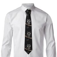 FodPand Classic Men's Silk Tie Late Night Owl Necktie Skinny Neck Ties Formal Neckties for Wedd