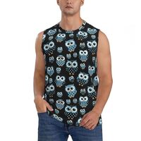 Men's Boys Cartoon Owl Vest T-Shirts Summer Sleeveless Vests for Fitness Yoga Game, Big & T