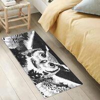 YMGQYJ Small Area Rug Owl Black White Print 39x20 Inch, Anti Slip Water Absorbent Plush Fabric Floor