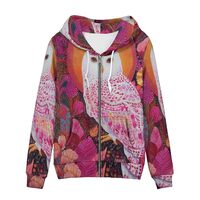 Allcute Floral Snowy Owl Hoodies for Women Spring Fall Loose Hoody Jacket Breathable Soft Zip Up Hoo