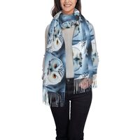 HGFVY Snowy Owl Eyes Printing 77.6"*28.3" Print Fringed Shawl For Women Lightweight Scarf