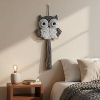 ACEDSGN Macrame Owl Wall Hanging Boho Dream Catcher, Handmade Tapestry Fiber Art Wall Decor for Nurs