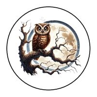 30 Owl Halloween Labels Tags Envelope Seals 1.5” Round Stickers