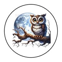 30 Halloween Owl Labels Tags Envelope Seals 1.5” Round Stickers