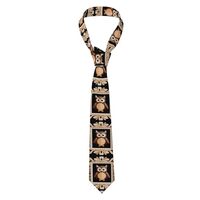 Men's Necktie MSRHIUEF Owl in picture frame Printing for Business, Daily Life, Work, Birthday, 