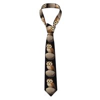Men's Necktie MSRHIUEF Owl on the stone Printing for Business, Daily Life, Work, Birthday, Wedd