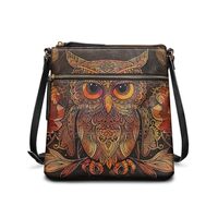 Wanzuoeng Owl Print Purses for Women Leather Crossbody Handbag with Multi-Pockets Casual Hobo Handba