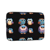 WHJSSF Four Blue Owls Prints Portable Laptop Sleeve 15 inch for Business Travel, School, Office, Dai