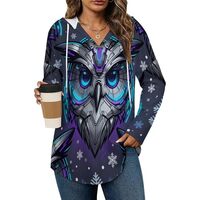 MEIKKO Womens Fashion Tops Hoodies for Women Cyber Owl Snowflake Pullover Sweatshirts Long SLeeve Sh