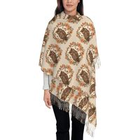 Large Owl Beliefs Scarf, Faux Cashmere Long-Pile Tassel Scarf, Women'S Oversized Shawl Blanket 