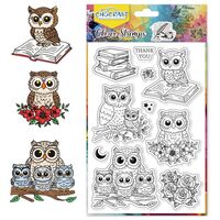 CHGCRAFT Owl Elements Clear Stamps Flower Silicone Stamp Seal for DIY Scrapbooking and Card Making P