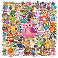 HIZILY 50 Pcs Owl Stickers Waterproof Bird Vinyl Decal Cartoon Cute Owls Decor Sticker Water Bottles