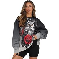 Irisjudy Gothic Owl Sweatshirts for Women Rose Thorn Owl Print Crewneck Sweatshirt Pullover Tops, Go