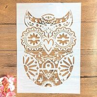TIAMECH A4 Reusable Mandala Owl Stencil for Painting - Cute Owl Layering Template, DIY Wall Art, Woo
