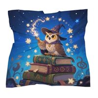 VIDI Silk Like Head Scarf for Women Fantasy Owl Satin Bandana Neck Scarf, Fashion Headwrap for Hair 