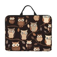 360° Protective Laptop Sleeve 14 Inch Cute Brown Cartoon Owls Laptop Case with Handle Shockproof