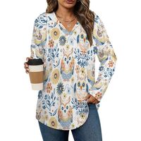 JOJOART Women's V-Neck Hoodies Owl Floral Pattern Long Sleeve Pullover Sweatshirt with Drawstri