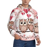 ZZZSWSYWZ Cute Owls,Men'S Lined Fleece Hoodie,Midweight Hooded Sweatshirts For Men,Classic Pull