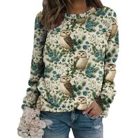 Xernbit Women's Cute Animal Print Sweatshirt Floral Graphic Long Sleeve Crewneck Casual Loose F