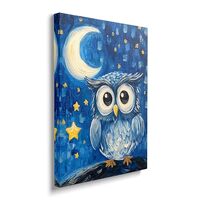 Owl Starry Night Canvas Wall Art Animal Pictures for Kitchen Living Room Bedroom Bathroom Office,Owl