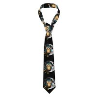 WHJSHOP Owl on the moon Prints Men's Necktie - Premium Polyester Fiber Tie for Business, Daily 