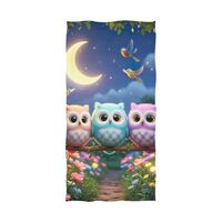 Cute Colorful Owls Garden Night Luxury Bath Sheets Extra Large 32 x 64 Inch, Spa Body Bath Towels Ba