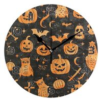 YETTASBIN Halloween Pumpkin Owl Wall Clock, Silent Non Ticking Battery Operated Creative Decorative