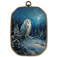 Yjeslw Vintage Winter Owl Octagon Wall Art Decor, Rustic Forest Owl Framed Canvas Prints, Cottagecor