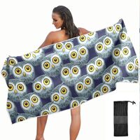 KOPIRIT Owls Cute Dark Pattern Towel Quick Dry Microfiber Oversized Sandproof Travel Beach Towels fo