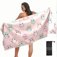KOPIRIT Owls Pink Print Towel Quick Dry Microfiber Oversized Sandproof Travel Beach Towels for Adult