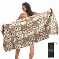 KOPIRIT Owls Brown Pattern Towel Quick Dry Microfiber Oversized Sandproof Travel Beach Towels for Wo