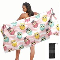 KOPIRIT Owls Mortarboard Cute Print Towel Quick Dry Microfiber Oversized Sandproof Travel Beach Towe