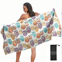 KOPIRIT Owls Vintage Pattern Towel Quick Dry Microfiber Oversized Sandproof Travel Beach Towels for