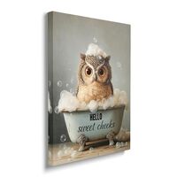 Owl Canvas Wall Art Owls Bathroom Decor Hello Sweet Cheeks Pictures Painting Owl Prints Modern Artwo
