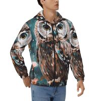 STVYUKL Animal Cute Owl Mens Hoodie Full Zip Hooded Sweatshirt Winter Jackets Long Sleeve Outerwear 