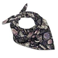 PWAOWU Gothic Moth Owl Book Floral Bandana for Women Fashion Large Square Satin Head Scarf Silk-Like