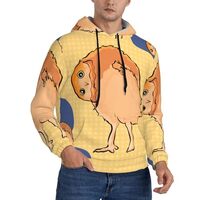 JaoXer XX-Large Men's Hoodie – Warm Crooked Owl Print Pullover Sweatshirt wi