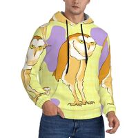 JaoXer XX-Large Men's Hoodie – Warm Standing Owl Print Pullover Sweatshirt w