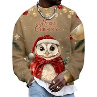 Mens Christmas Sweatshirt,Retro Red Crew Neck,Long Sleeve Sweatshirt Pullover Loose Holiday Tops - f
