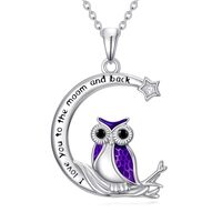 JKR Owl Necklace for Women 925 Sterling Silver Christmas Owl Jewelry I Love You Pendant Christmas Gi