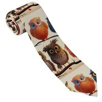 QMNSEHF Men's Necktie Classic Fashion Silk Tie Owls Birds Neck Ties Men Formal Occasion Busines